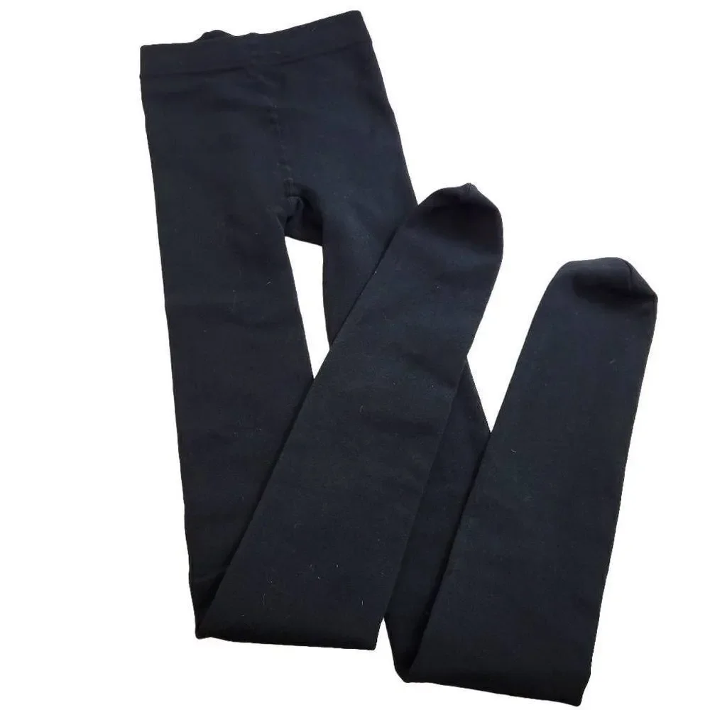 Ellen Tracy Essentials thick black footed tights S/M